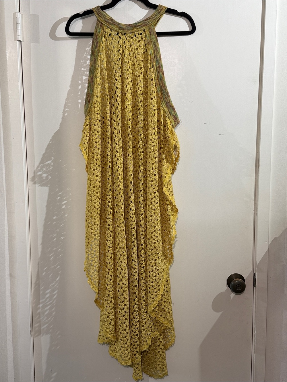 Free People Yellow Multicolor Crochet Knit Cover up Dress